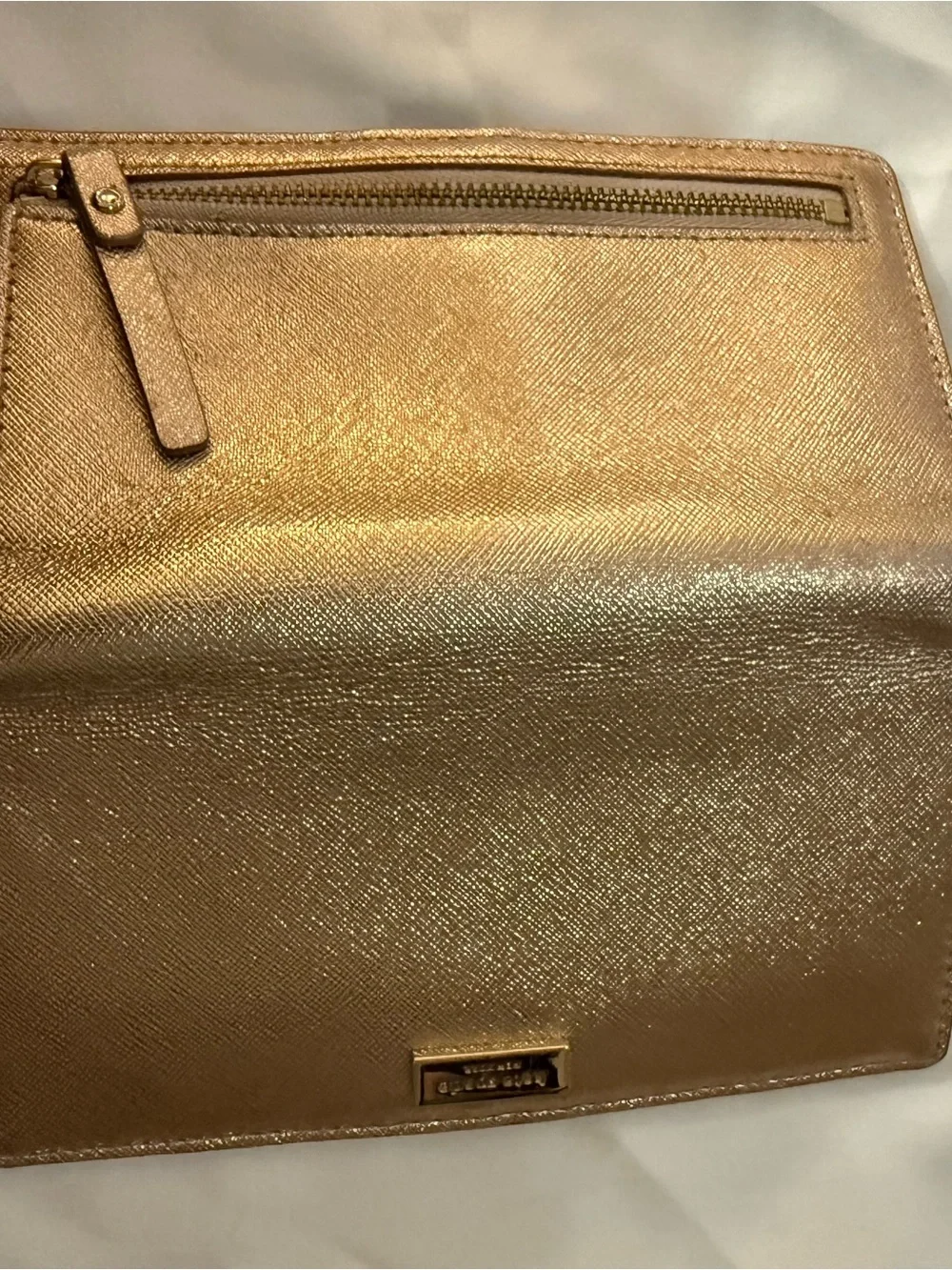 kate spade metallic gold long wallet